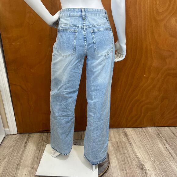 Shein Women's Straight Leg Mid Rise Light Denim Blue Jeans Size 26 - Picture 2 of 9